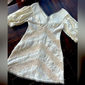 Zimmerman Linen, Cotton, Lace Dress- Vintage Wedding Perfection